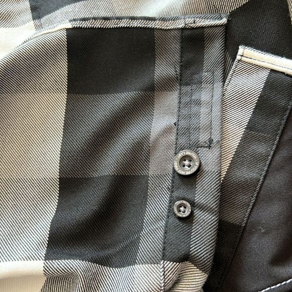 Mens Dixxon Flannel Co Finish Line D Tech gray black white plaid button shirt - Picture 11 of 11
